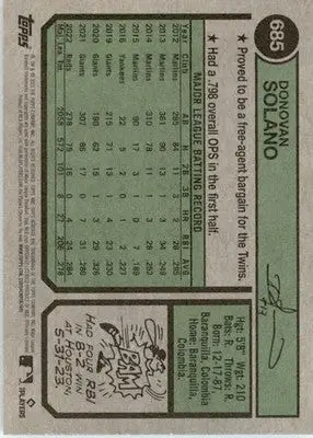 Donovan Solano - 2023 Topps Heritage - #685 - Baseball - Baseball Card Single