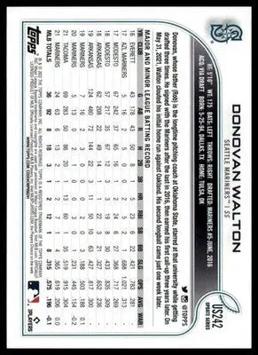 Donovan Walton 2022 Topps Update #US242 Seattle Mariners - Baseball Card Single