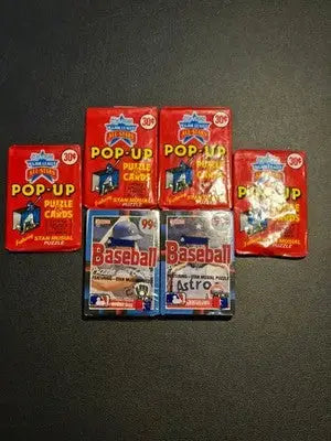 Donruss Pop Up Puzzle Cards 1987 Major League All Stars Lot of 7 Sealed Packs - Baseball Card Box