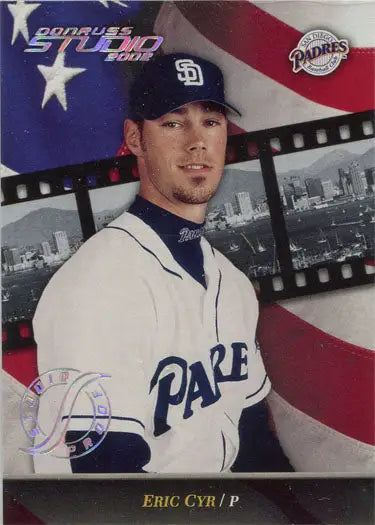 Baseball player in San Diego Padres uniform featured on Donruss Studio Proof Parallel Card