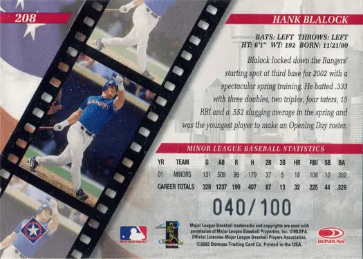 Baseball card featuring a pitcher in blue uniform, Donruss Studio Proof Parallel Card