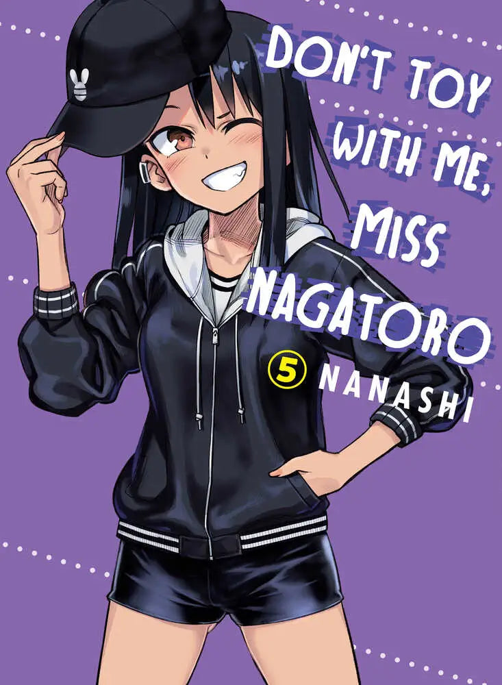 Miss Nagatoro graphic novel cover featuring a girl in a black hoodie, shorts, and cap