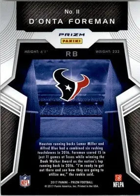D’Onta Foreman - 2017 Panini Prizm - #11 - Rookie Introductions Prizm Football - Football Card Single