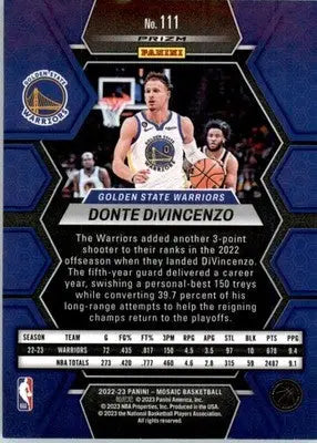 Donte DiVincenzo - 2022-23 Panini Mosaic - #111 - Blue Wave Basketball - Basketball Card Single