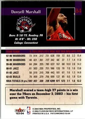Donyell Marshall - 2003-04 Fleer Patchworks - #84 - Basketball - Basketball Card Single