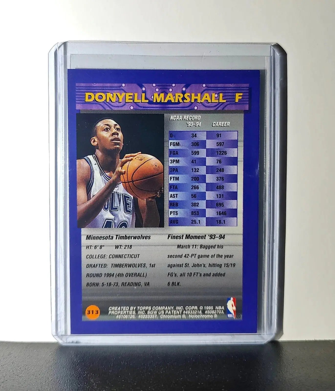 Donyell Marshall Rookie 1994-95 Topps Finest #313 Card