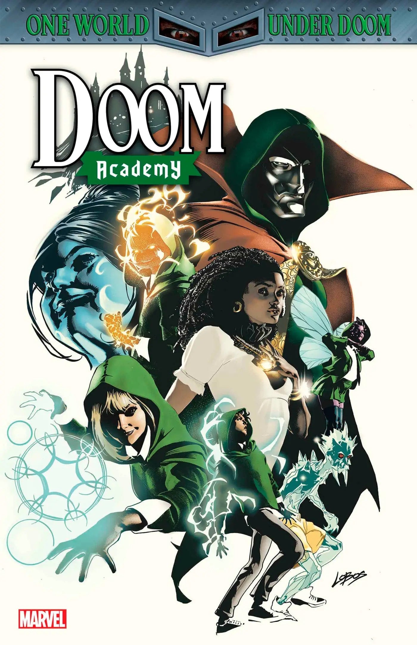 Comic book cover of Doom Academy #1 featuring Doctor Doom from Strange Academy series
