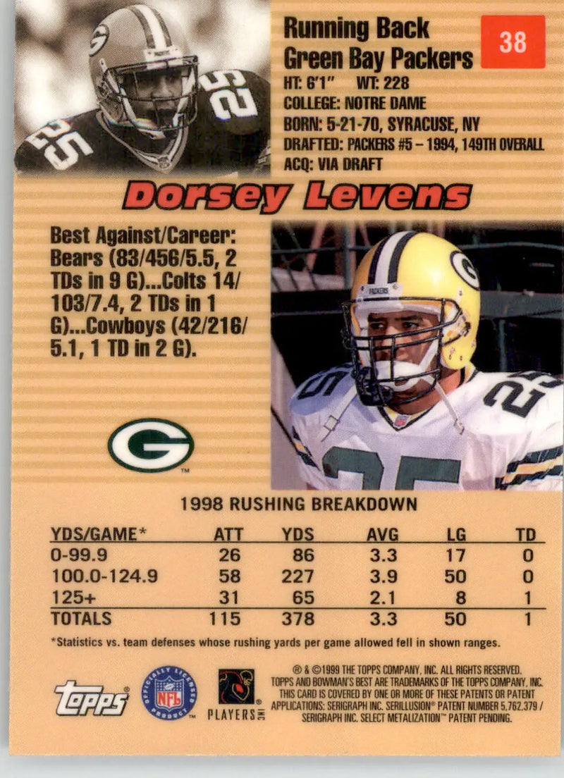 Dorsey Levens - 1999 Bowman’s Best - #38 - Football