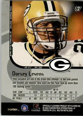 Dorsey Levens - 1999 SkyBox Molten Metal - #67 - Football - Football Card Single