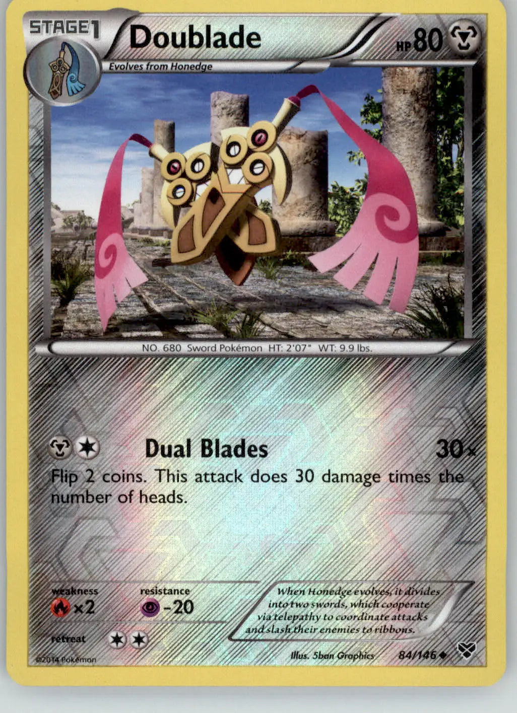 Doublade - XY Base Set - 84/146 - Reverse Holo LP Pokemon - Pokémon Card Single