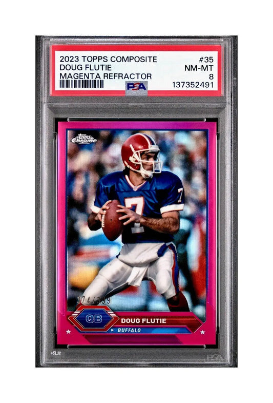 Doug Flutie 2023 Topps Chrome #35 Magenta Refractor 374/399 PSA 8 NM-MT - Football Card Single