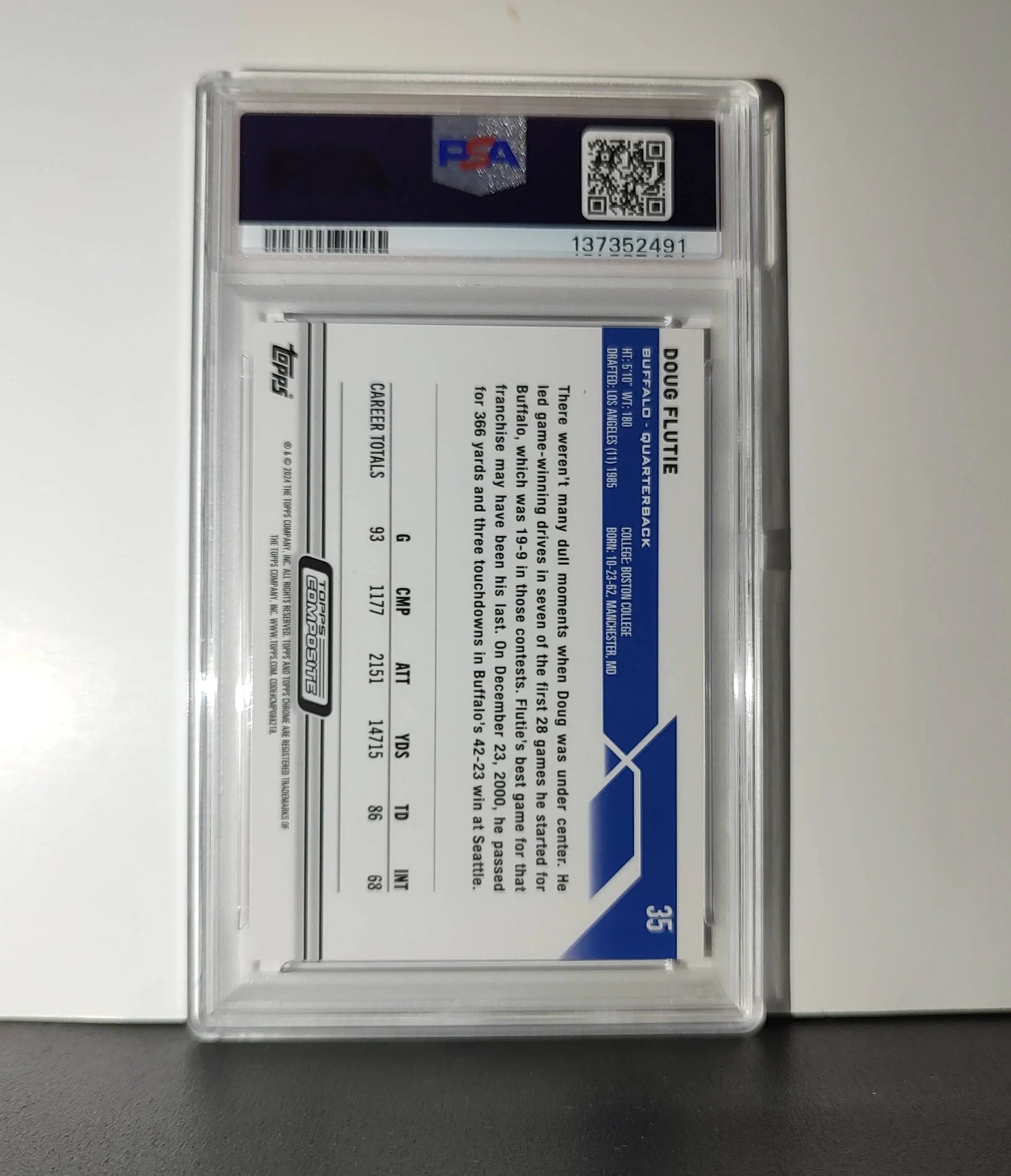 Doug Flutie 2023 Topps Chrome #35 Magenta Refractor 374/399 PSA 8 NM-MT