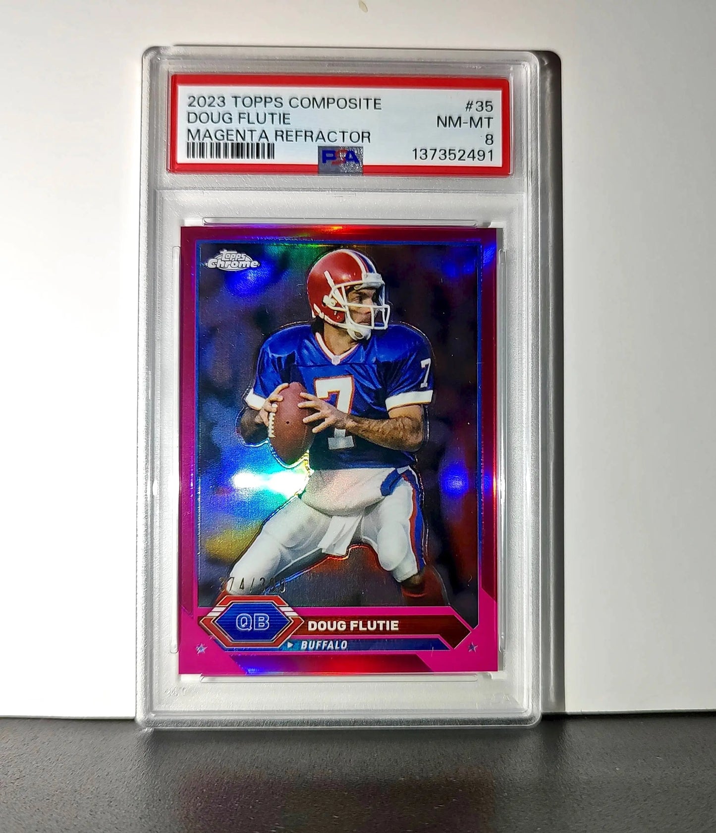 Doug Flutie 2023 Topps Chrome #35 Magenta Refractor 374/399 PSA 8 NM-MT