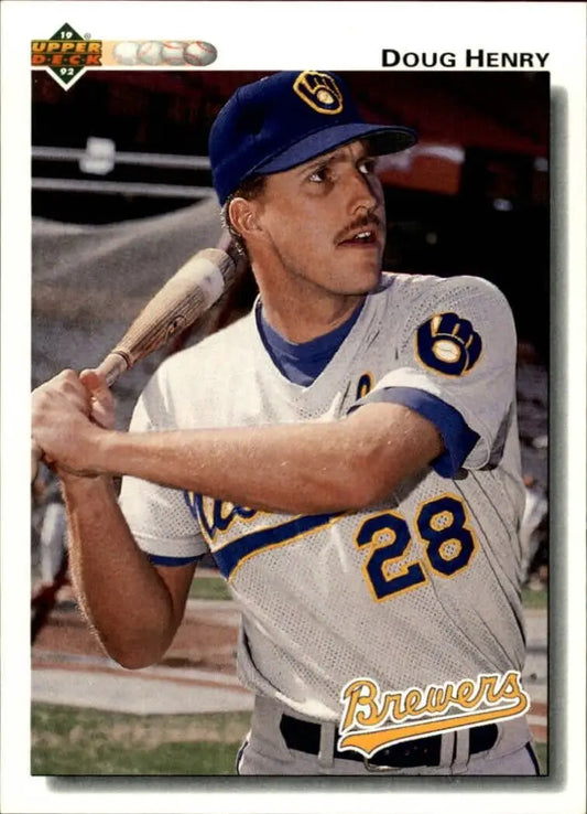 Doug Henry 1992 Upper Deck MLB #43 Rookie Baseball Card Milwaukee Brewers - Baseball Card Single