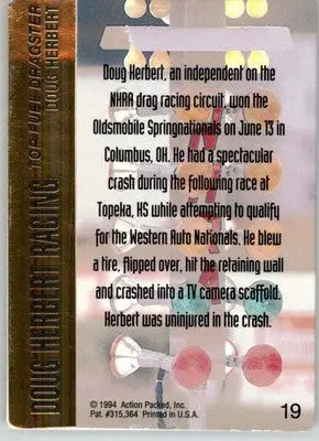 Doug Herbert - 1994 Action Packed NHRA - #19 - Racing - Racing Card Single