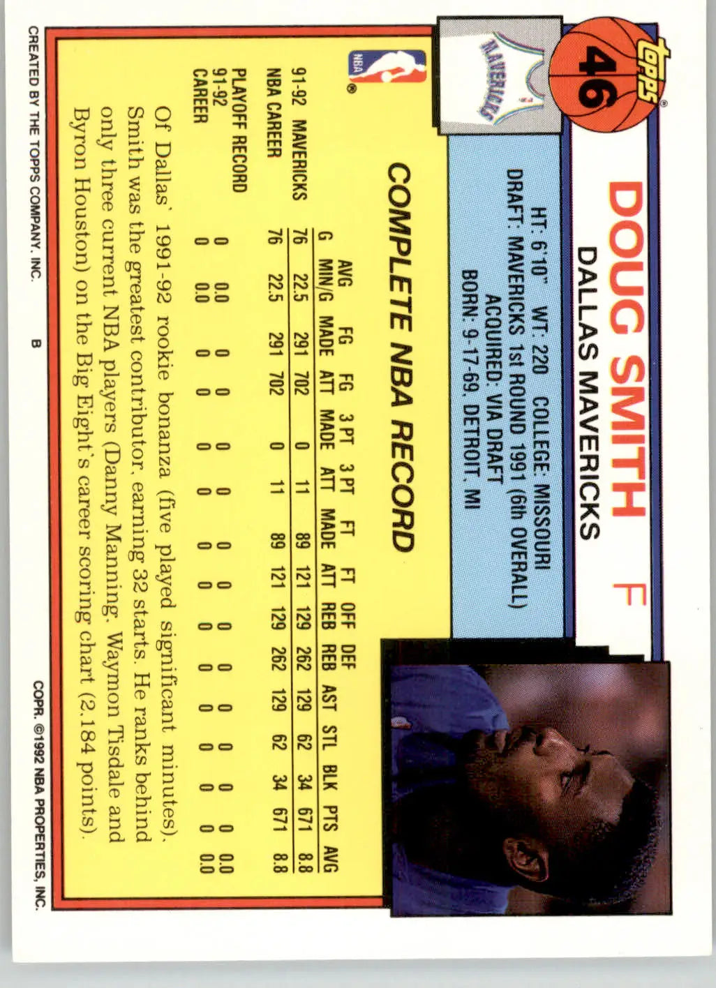 Doug Smith - 1992-93 Topps - #46 - Basketball
