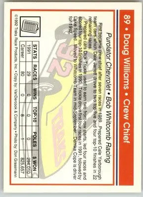 Doug Williams - 1992 Traks - #89 - Racing - Racing Card Single