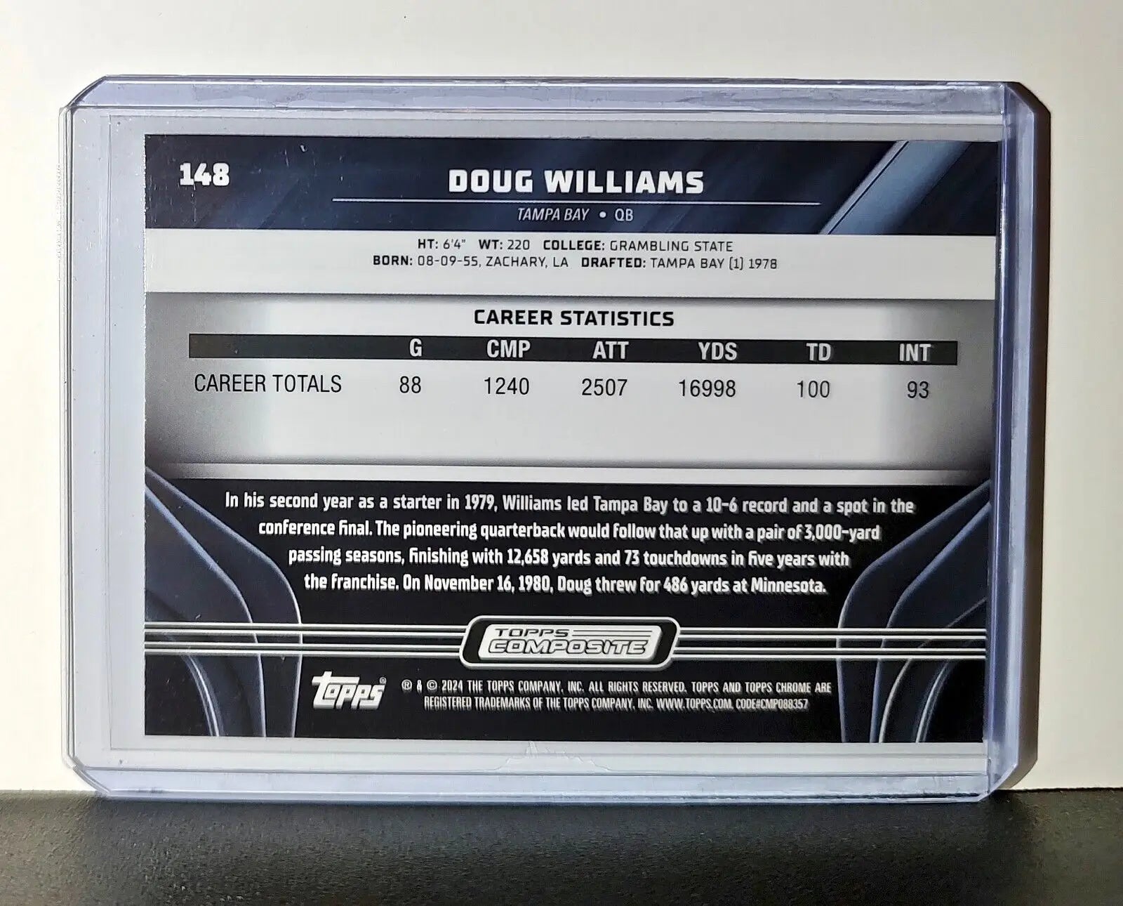 Doug Williams 2023 Topps Chrome Black NFL #148 Card Tampa Bay Buccaneers - Football Card Single