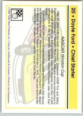 Doyle Ford - 1992 Traks - #20 - Racing - Racing Card Single