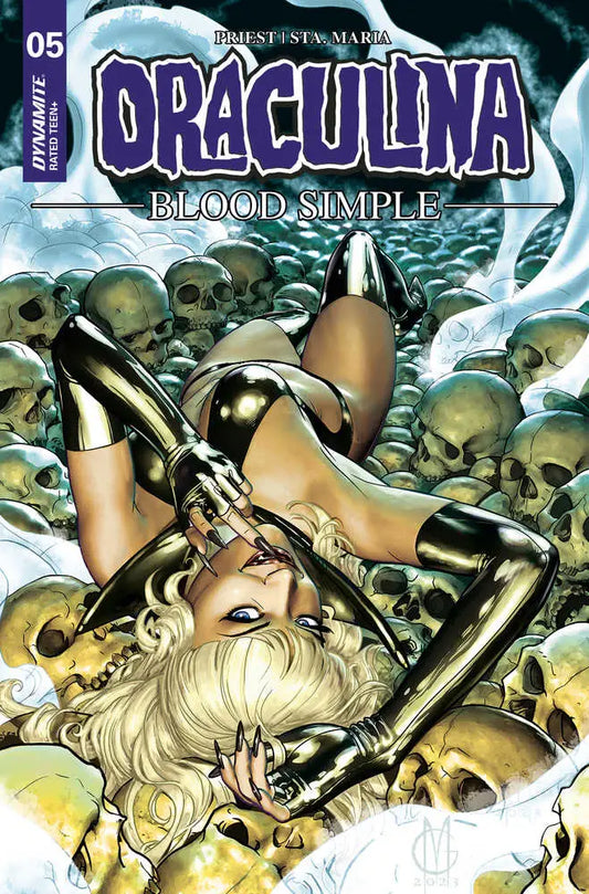 Comic book cover for Draculina Blood Simple #5 with gothic horror theme and skulls