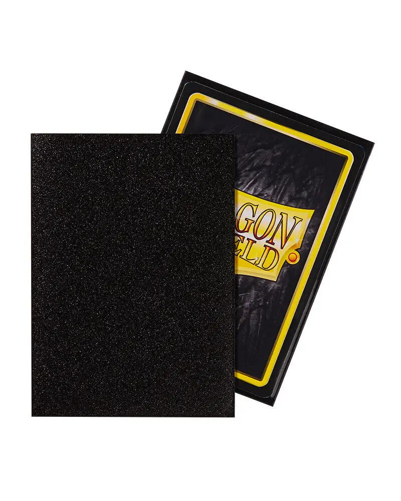 Black Dragon Shield Matte 100 protective sleeves with yellow border for trading cards