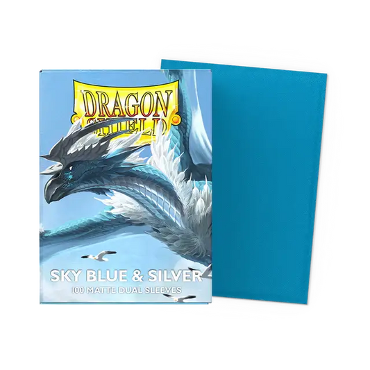 Dragon Shield Matte Dual Sleeve - Sky Blue & Silver 100ct - Gaming Supplies - Card Sleeves