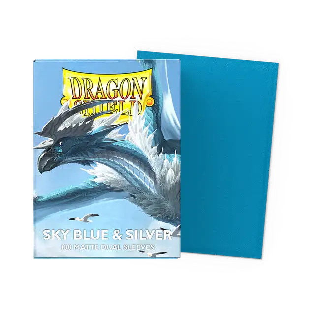 Dragon Shield Matte Dual Sleeve - Sky Blue & Silver 100ct - Gaming Supplies - Card Sleeves