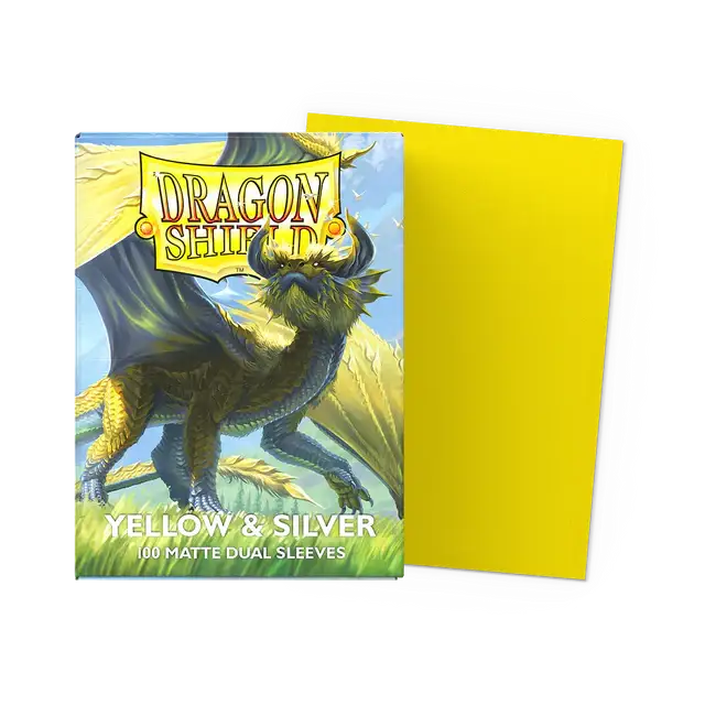 Dragon Shield Matte Dual Sleeve - Yellow & Silver 100ct - Gaming Supplies - Card Sleeves