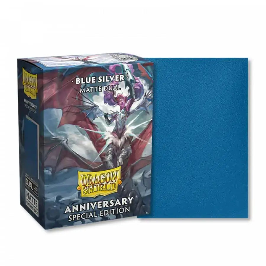 Dragon Shield Matte Dual Sleeves - Cobalt & Silver 100ct (Anniversary Special Edition) - Gaming Supplies - Card Sleeves