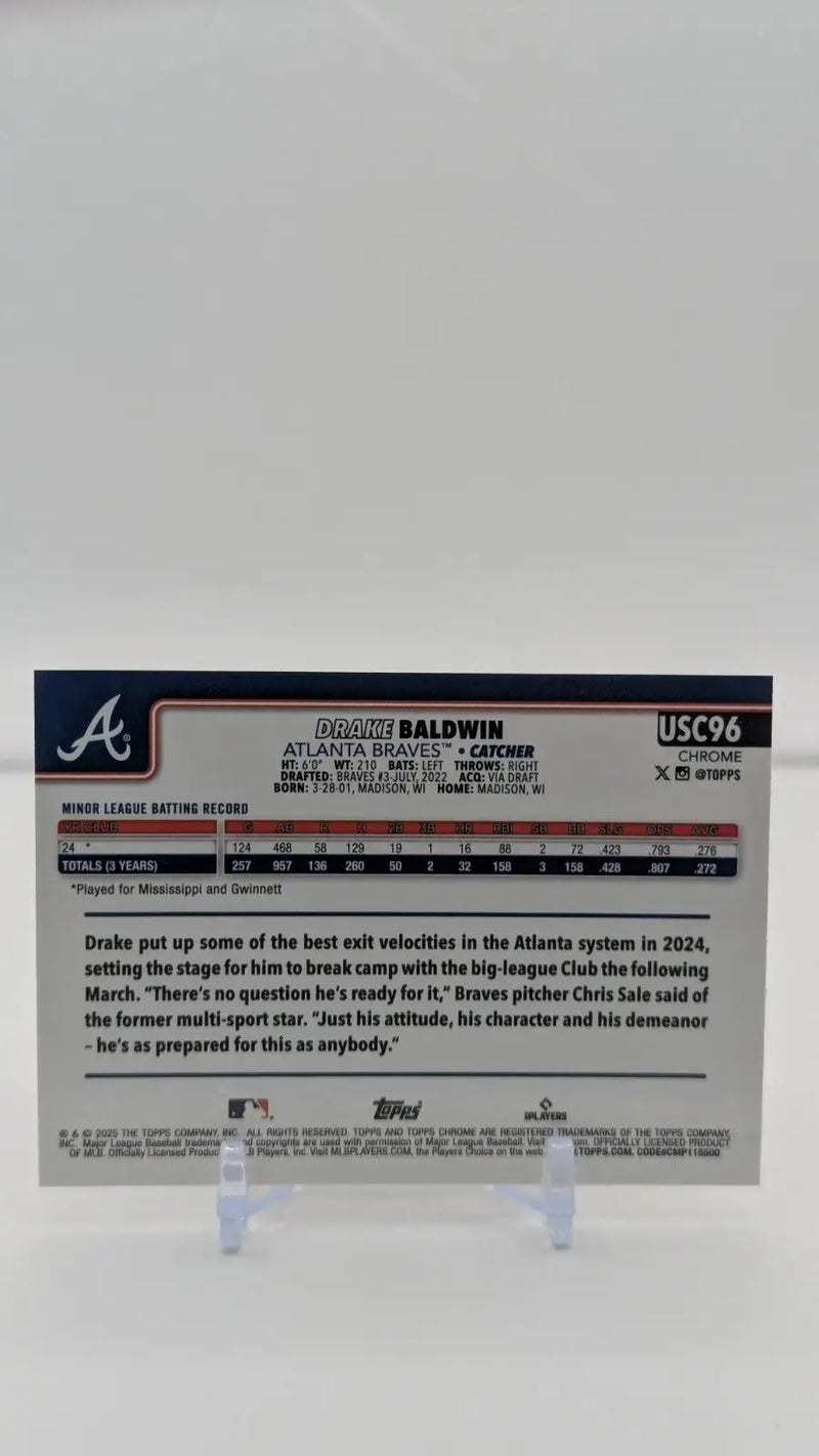 Drake Baldwin – 2025 Topps Chrome Update Rookie #USC96 RC - Baseball Card Single