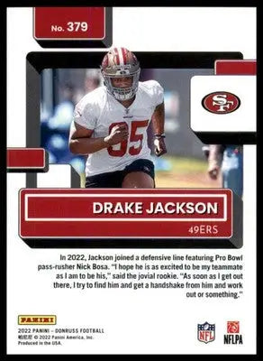 Drake Jackson Rookie 2022 Donruss Blue Press Proof #379 San Francisco 49ers - Football Card Single