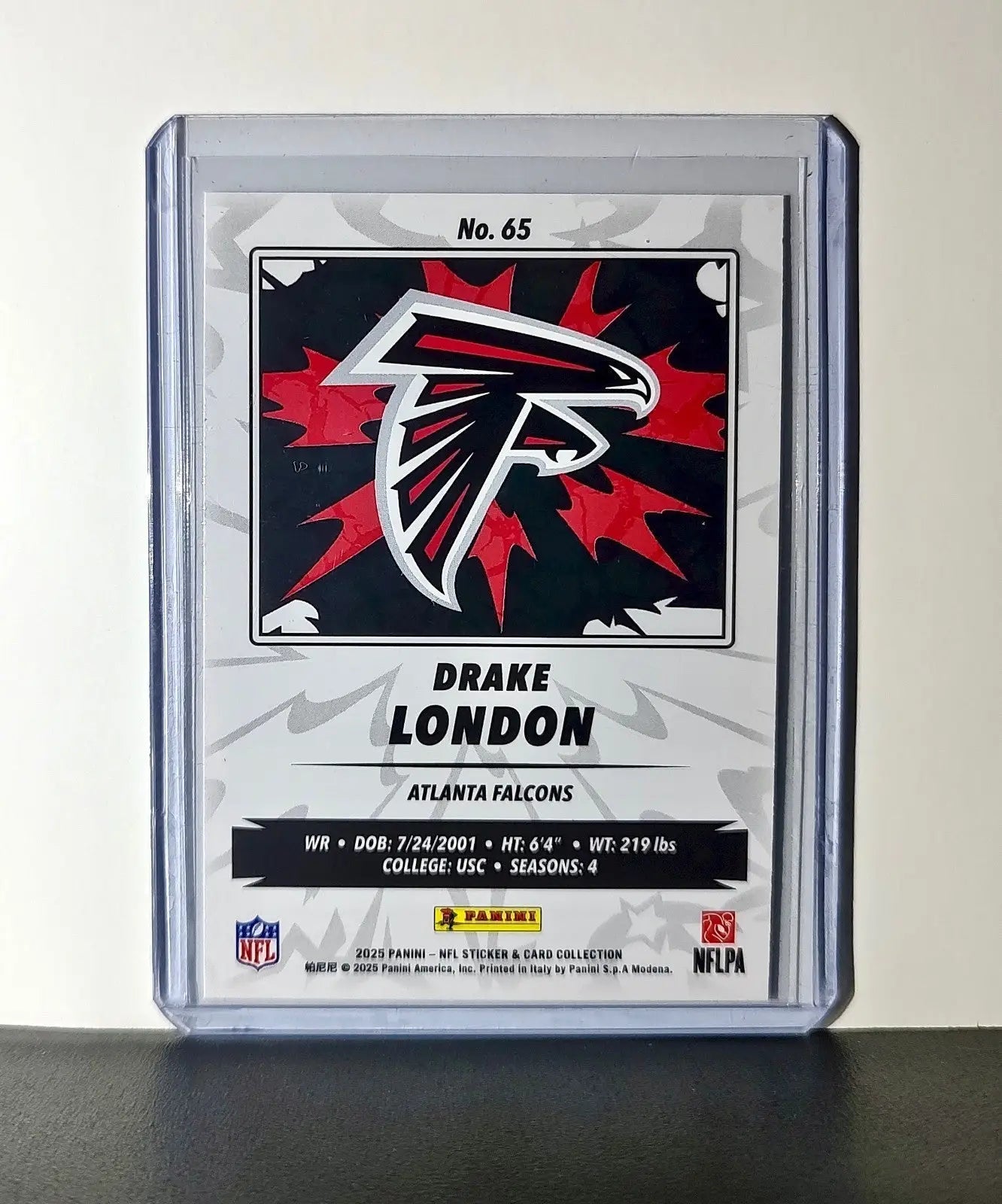 Drake London 2025 Panini NFL #65 Sticker Card Atlanta Falcons