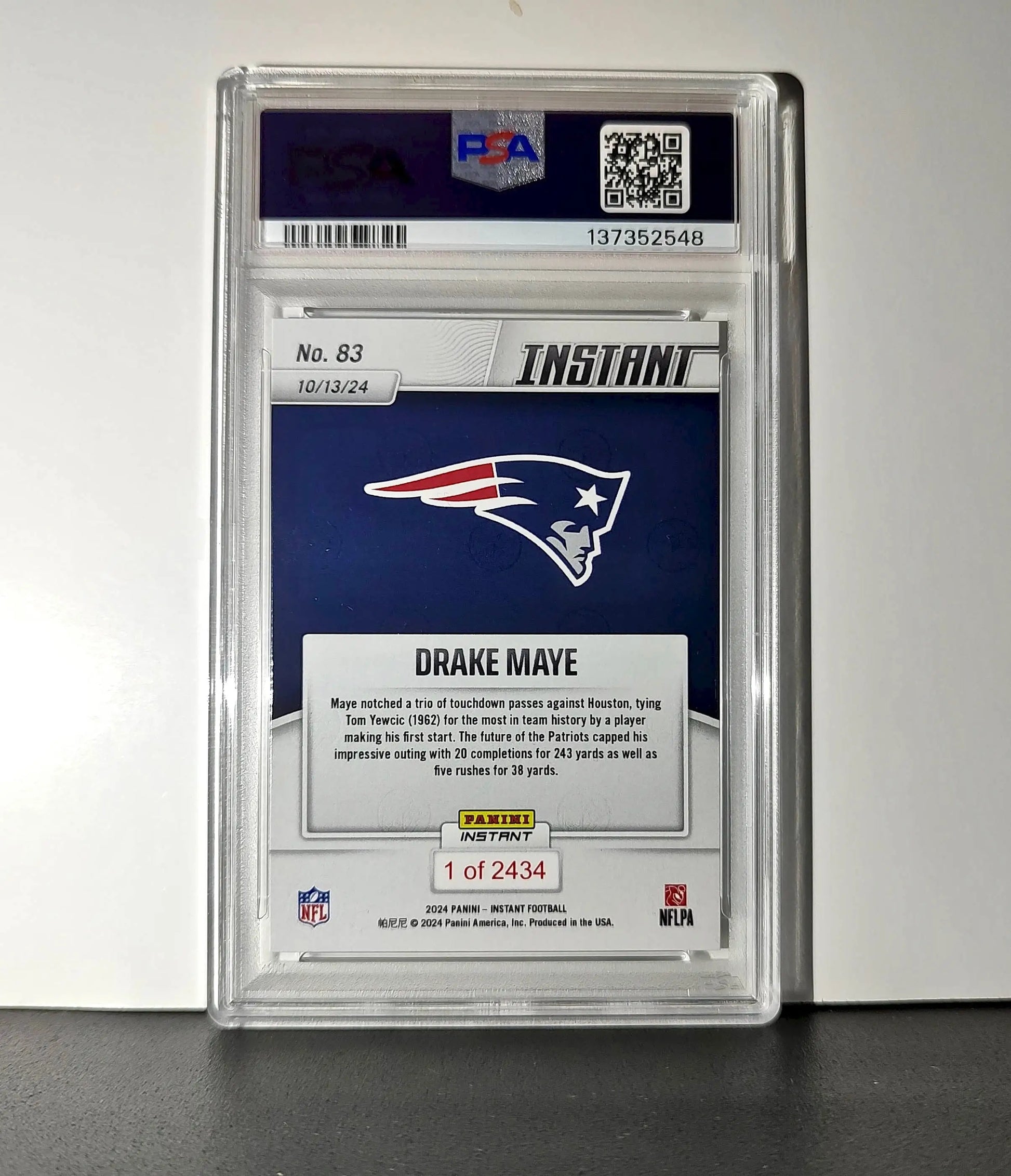 Drake Maye Rookie 2024 Panini Instant NFL #83 PSA 10 Gem Mint - Football Card Single