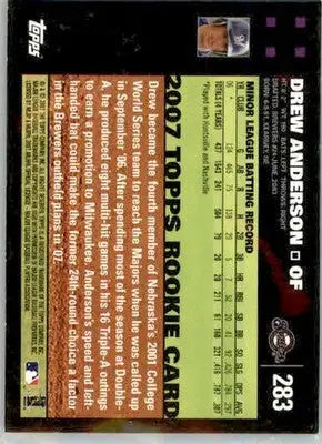 Drew Anderson - 2007 Topps - #283 - RC AUTO Baseball - Baseball Card Single