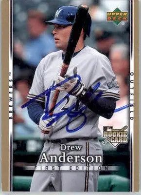 Drew Anderson - 2007 Upper Deck First Edition - #24 - RC,AUTO Baseball - Baseball Card Single