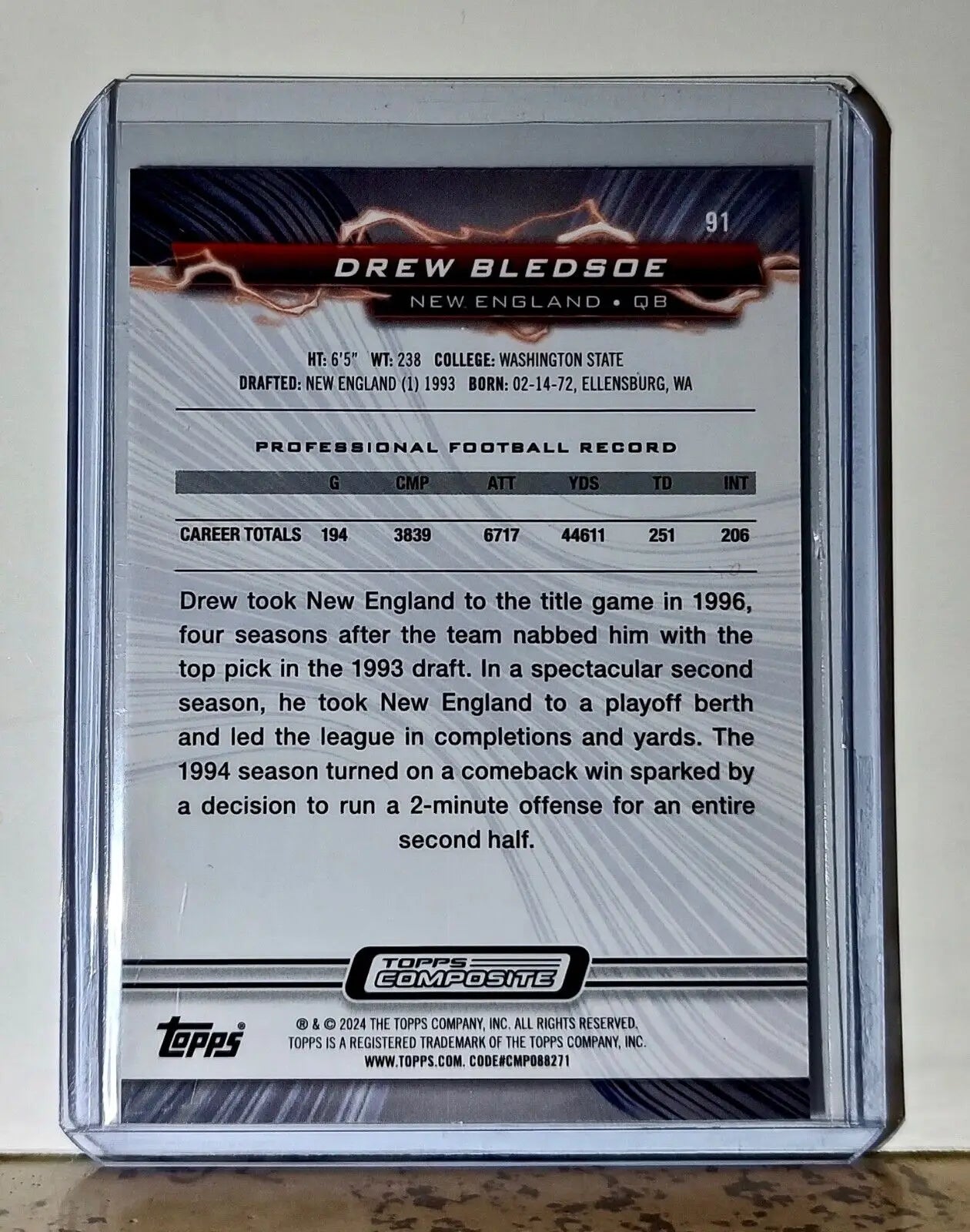 Drew Bledsoe 2023 Topps Resurgence NFL #91 Football Card New England Patriots - Football Card Single
