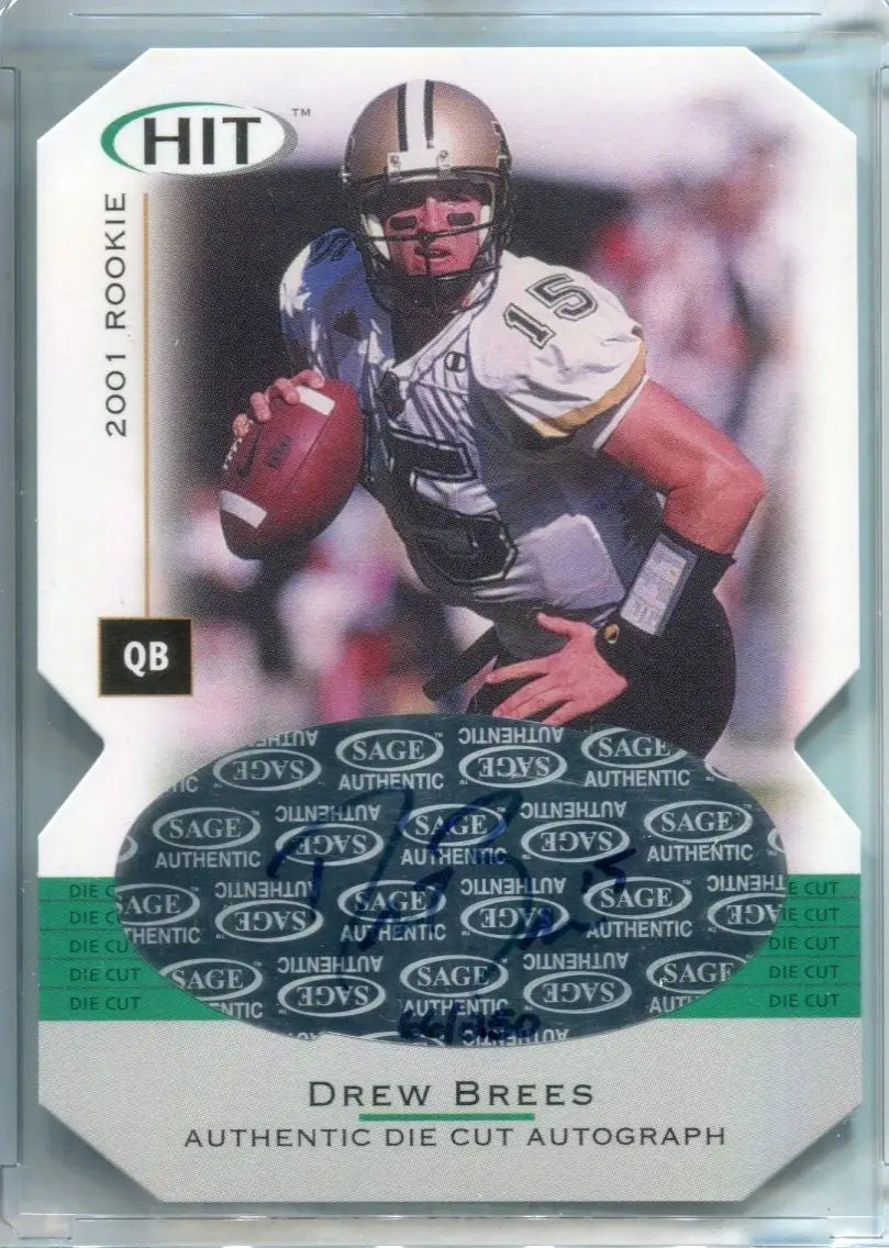 DREW BREES 2001 SAGE HIT #A15 AUTOGRAPH DIE CUT RC AUTO #66/250 SAINTS HOF - Football Card Single