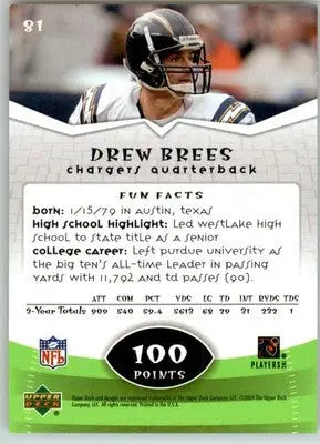 Drew Brees - 2004 Upper Deck Power Up - #81 - Green Football - Football Card Single