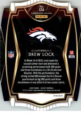 Drew Lock - 2020 Panini Select - #126 - Purple Prizm Die Cut Football - Football Card Single