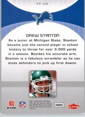 Drew Stanton - 2007 Ultra - #FF-DS - Fresh Faces Football - Football Card Single