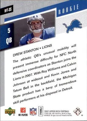 Drew Stanton - 2007 Upper Deck - #RFT-DS - Rookie Fantasy Team Football - Football Card Single