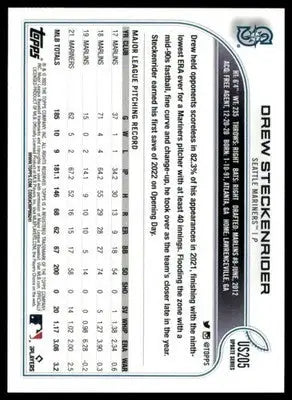 Drew Steckenrider 2022 Topps Update Rainbow Foil #US205 Seattle Mariners - Baseball Card Single