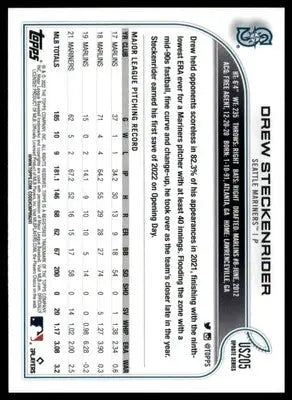 Drew Steckenrider 2022 Topps Update #US205 Seattle Mariners - Baseball Card Single