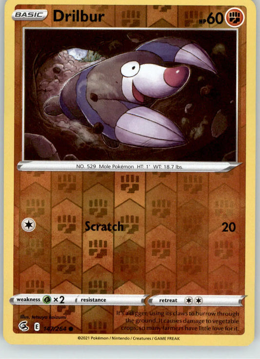 Drilbur - Fusion Strike - 147/264 - Reverse Holo LP Pokemon - Pokémon Card Single