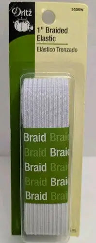 Dritz 1’’ Braided Elastic White 1.25 yd 9335W - General Merchandise