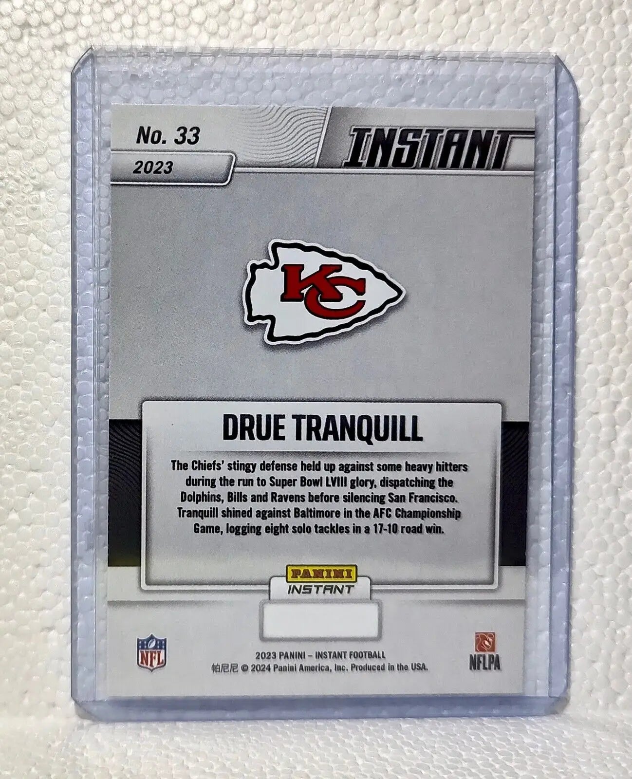 Dru Tranquill 2023 Panini NFL Superbowl Champions #33 Card Kansas City Chiefs - Football Card Single