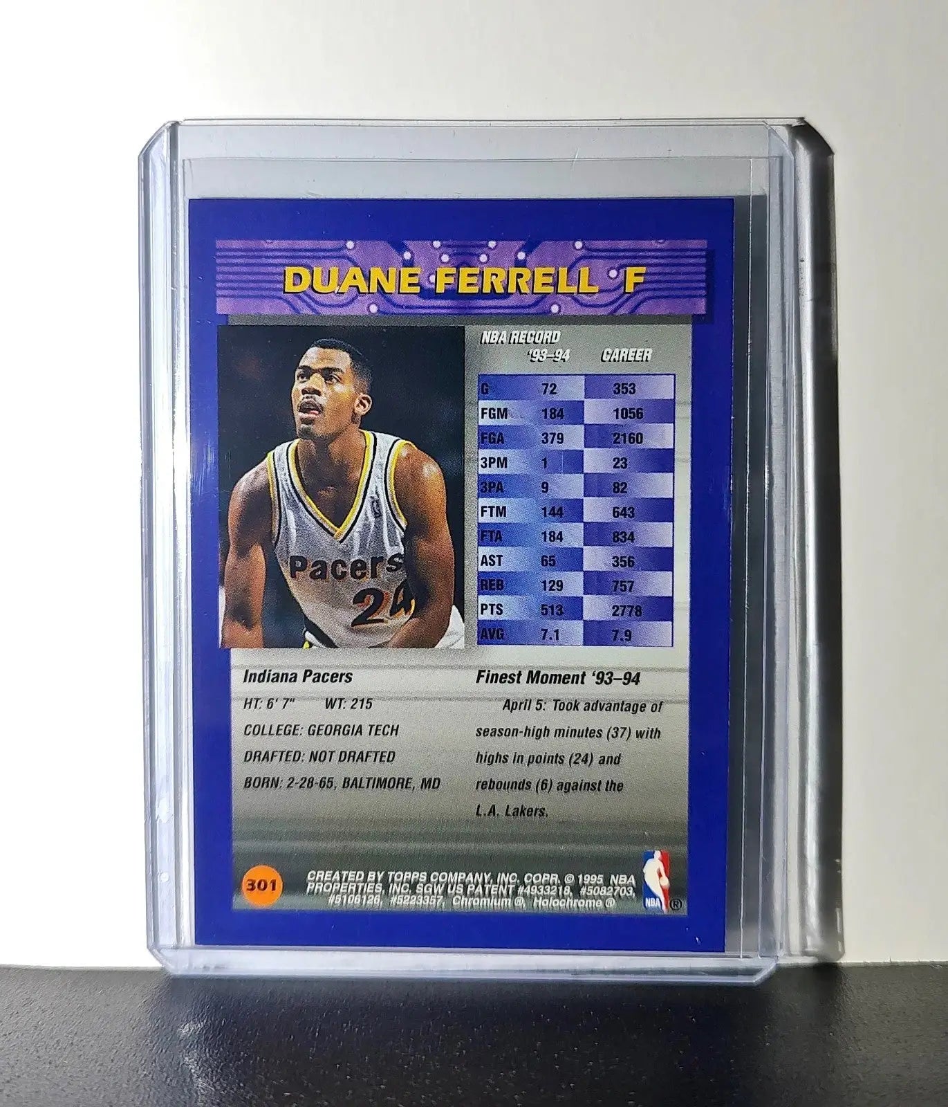 Duane Ferrell 1994-95 Topps Finest #301 Basketball Card
