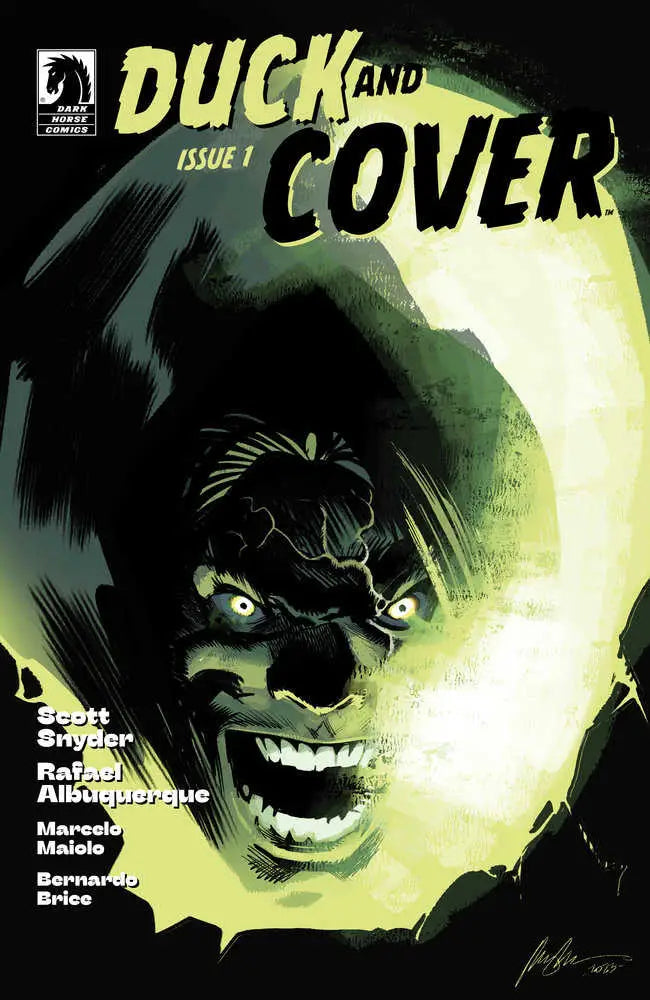 Dark, menacing face with a sinister grin on Duck & Cover #1 Cover B Albuquerque trading card