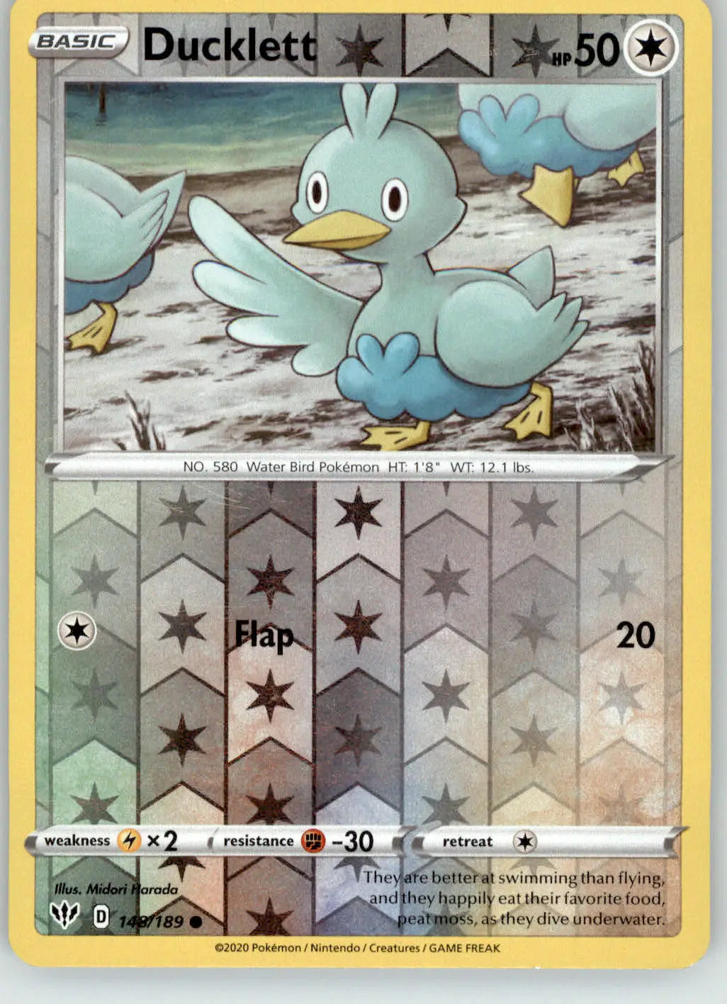 Ducklett - Darkness Ablaze - 148/189 - Reverse Holo LP Pokemon - Pokémon Card Single