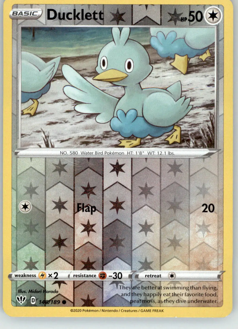 Ducklett - Darkness Ablaze - 148/189 - Reverse Holo LP Pokemon - Pokémon Card Single